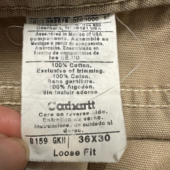 Carharrt 36x 30 Cargo Carpenter Style Pants Tan Dungaree Loose Fit - Picture 10 of 11